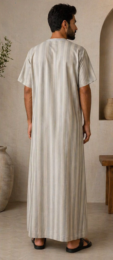 Gandoura Homme Beige Rayée – Élégance Traditionnelle & Confort Moderne