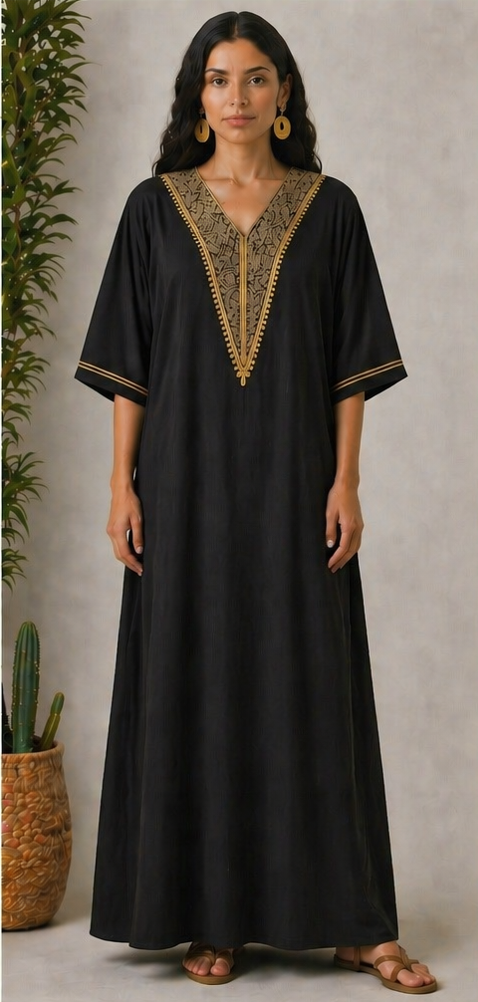 Gandoura Marocaine  – Élégance Sobre & Confort Absolu