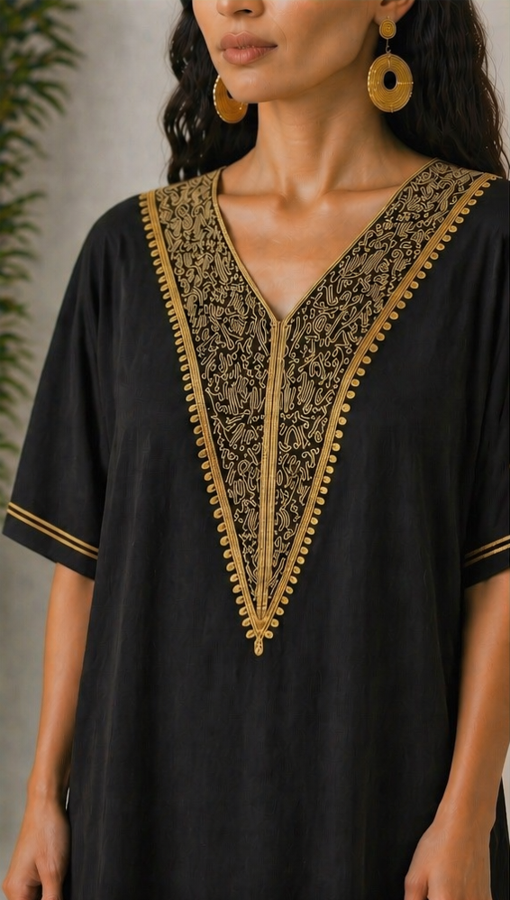 Gandoura Marocaine  – Élégance Sobre & Confort Absolu