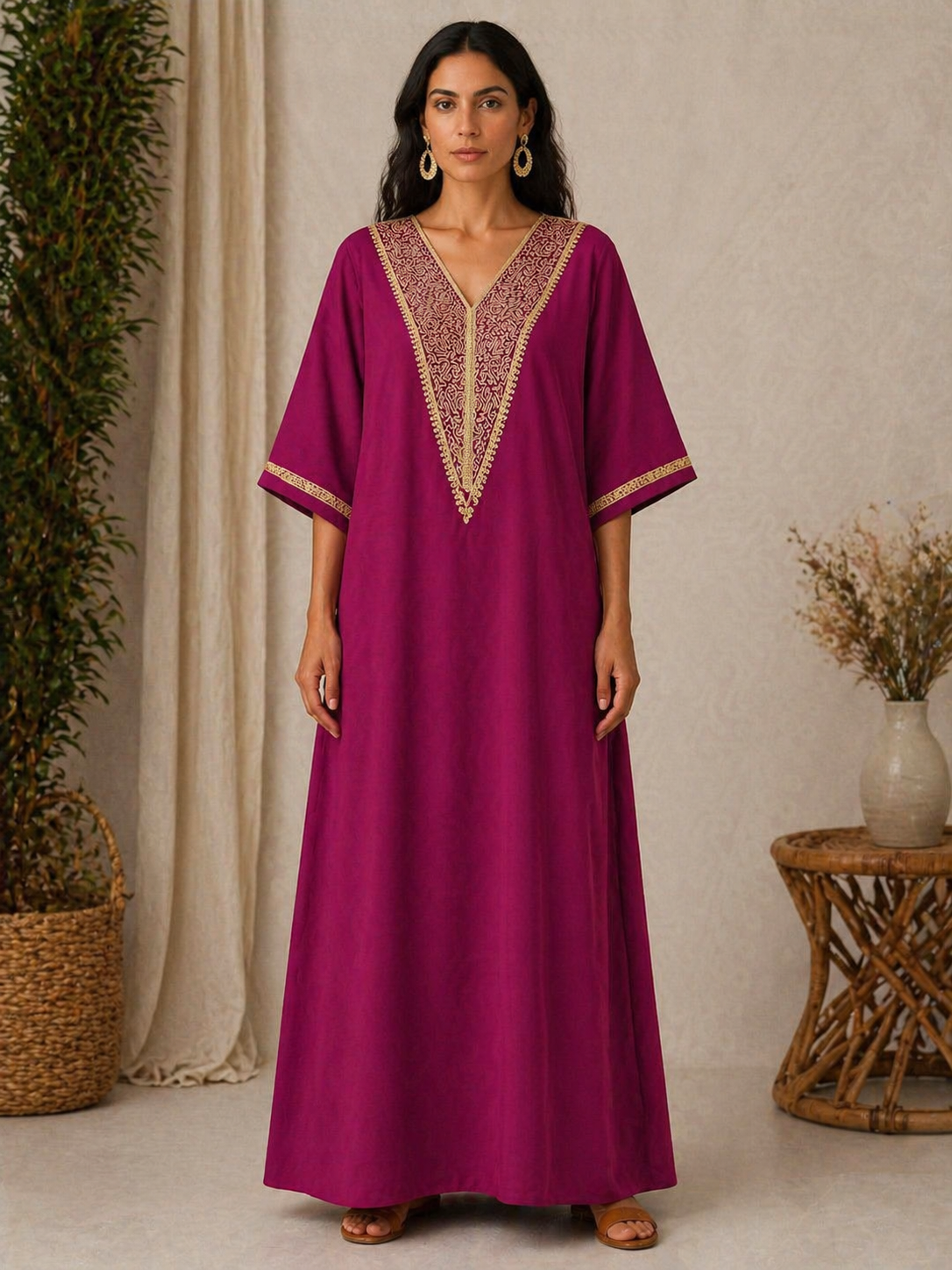 Gandoura Marocaine  – Élégance Sobre & Confort Absolu